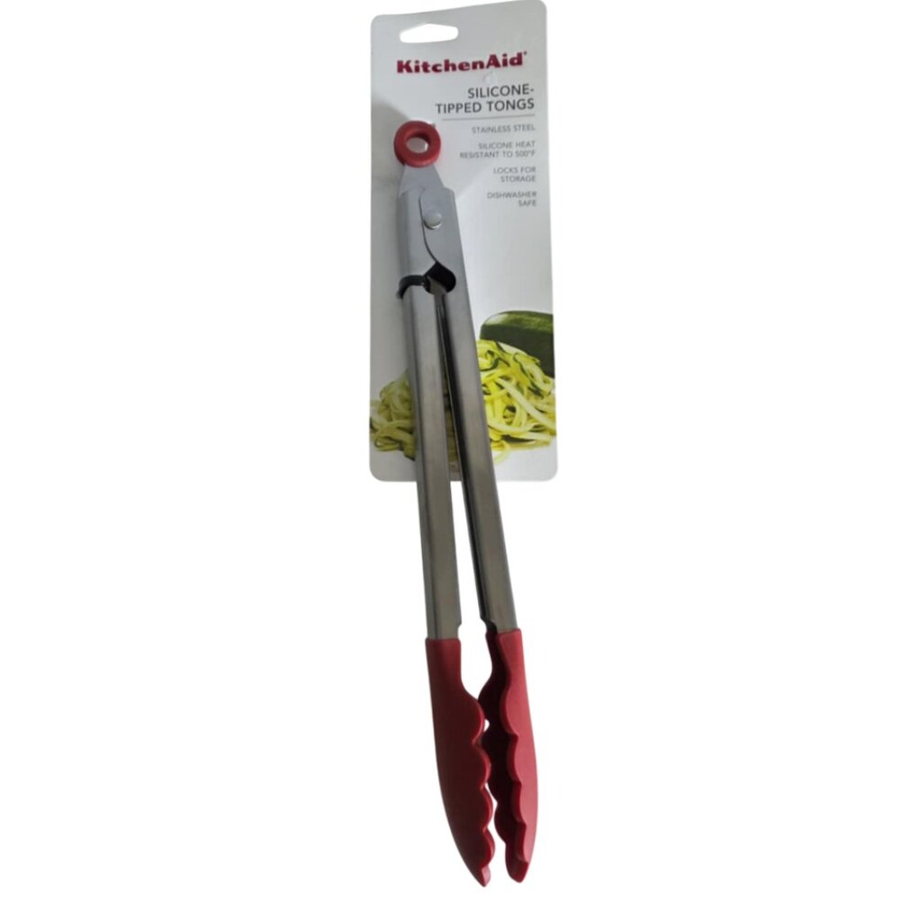 NWT KitchenAid Silicone Tipped Tongs Red